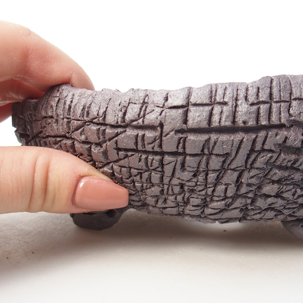 Bonsaischaal van keramiek 17 x 16 x 6 cm, metaalkleur