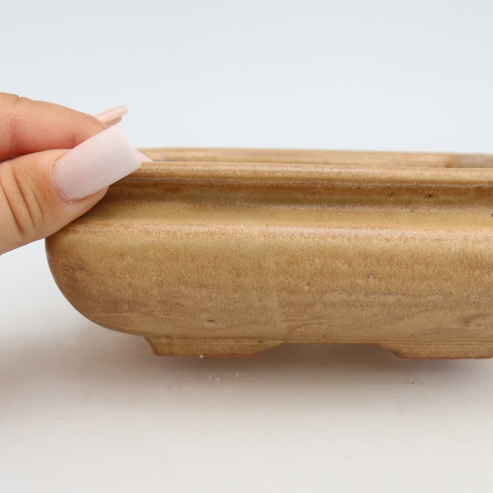 Keramische bonsaipot 15,5 x 15,5 x 6 cm, kleur: beige
