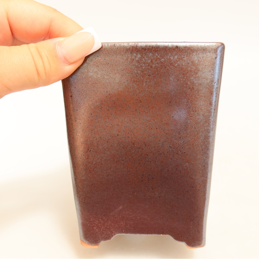 Keramische bonsaipot 9 x 9 x 11 cm, metaalachtige kleur