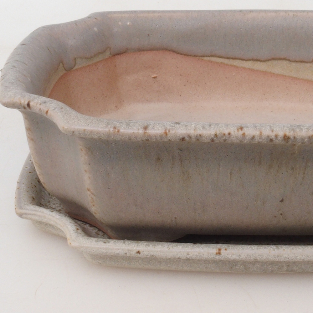 Bonsai kom + schotel H03 - 16,5 x 12 x 4,5 cm - beige