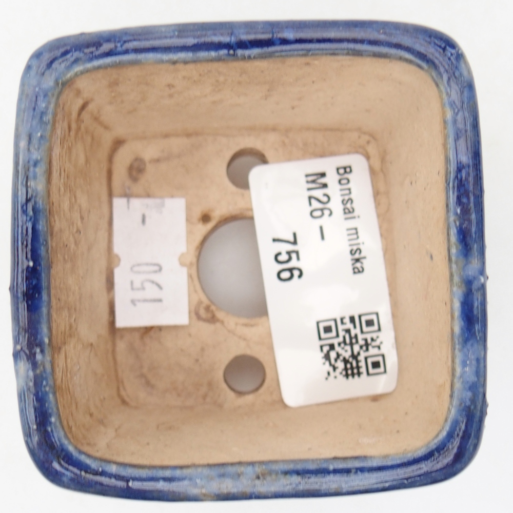 Bonsaischaal van keramiek 6 x 6 x 4,5 cm, kleur blauw