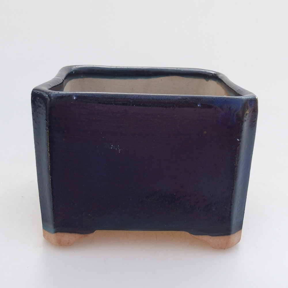 Bonsaischaal van keramiek 9 x 9 x 7 cm, kleur blauw