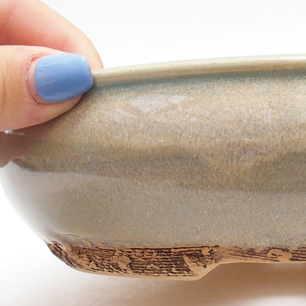 Bonsaischaal van keramiek 18 x 18 x 5,5 cm, groen