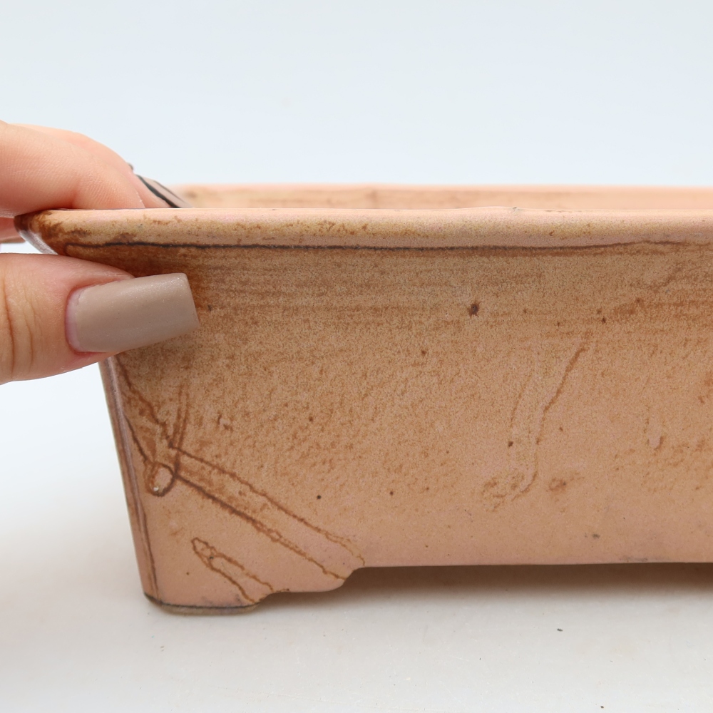 Keramische bonsaischaal 18 x 13,5 x 7,5 cm, kleur: roze