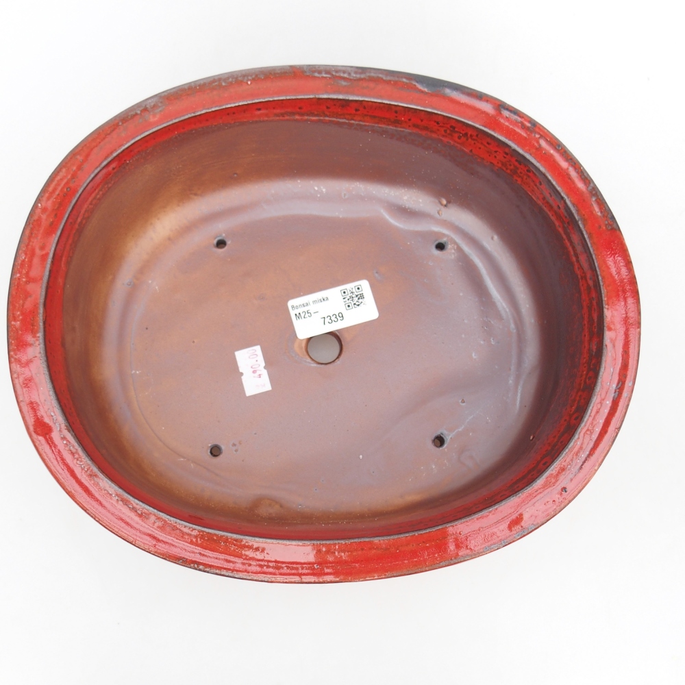 Bonsaischaal van keramiek 26 x 22 x 8 cm, kleur rood