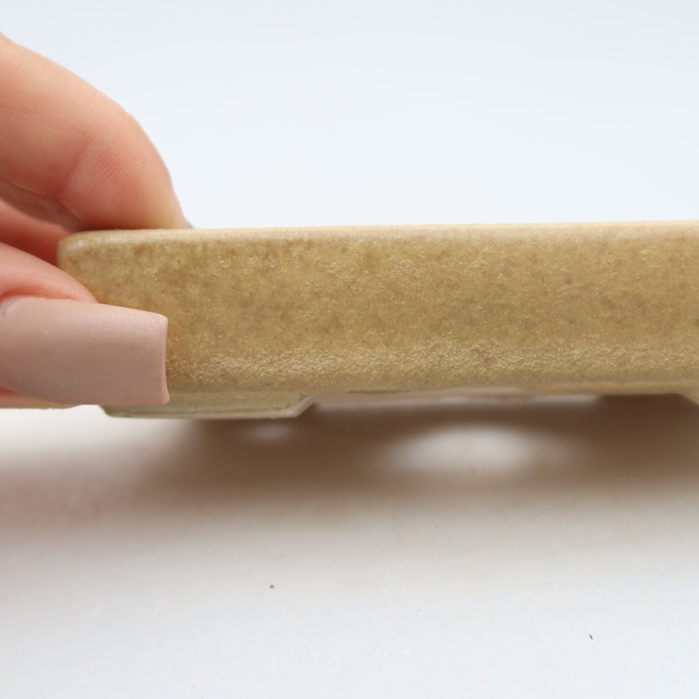 Bonsaischaal van keramiek 10 x 7 x 2 cm, kleur beige