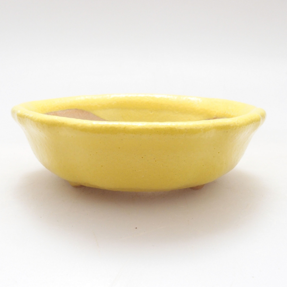 Bonsaischaal van keramiek 7 x 7 x 2 cm, geel