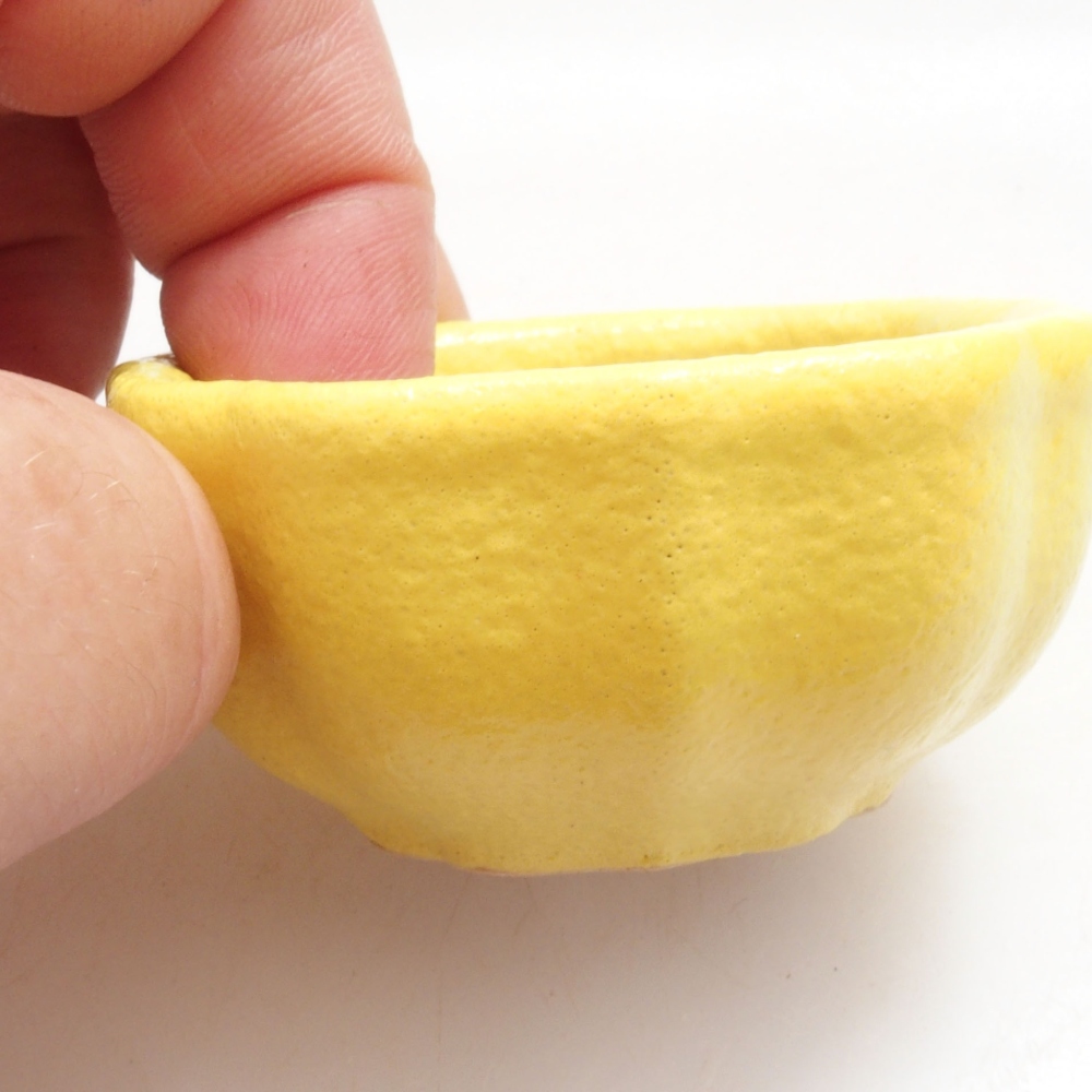 Bonsaischaal van keramiek 5,5 x 5,5 x 3 cm, geel