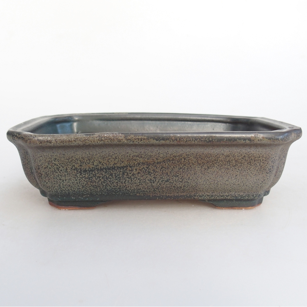 Bonsaischaal van keramiek 26 x 26 x 8 cm, kleur rood