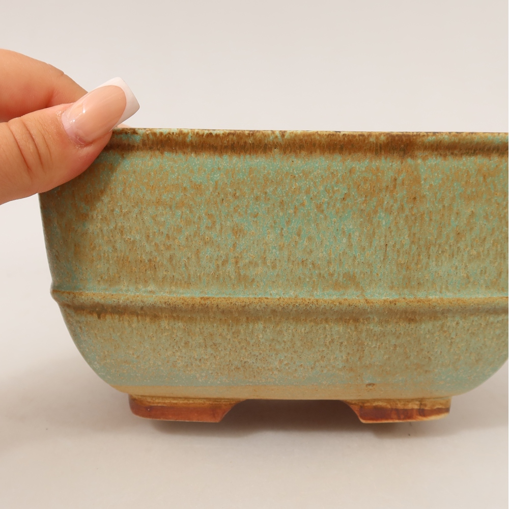 Keramische bonsaipot 16,5 x 16,5 x 9,5 cm, kleur groen
