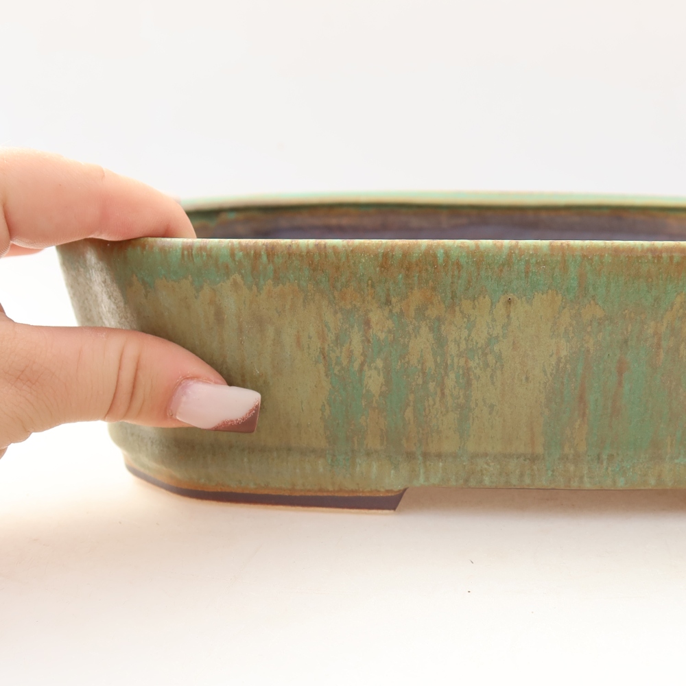 Keramische bonsaischaal 25 x 21 x 6,5 cm, kleur: groen