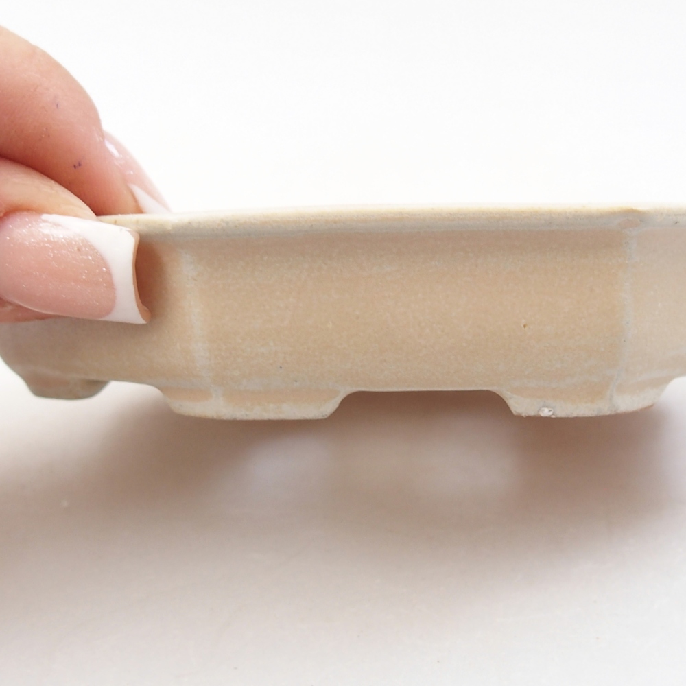 Bonsaischaal van keramiek 11,5 x 11,5 x 2 cm, kleur beige
