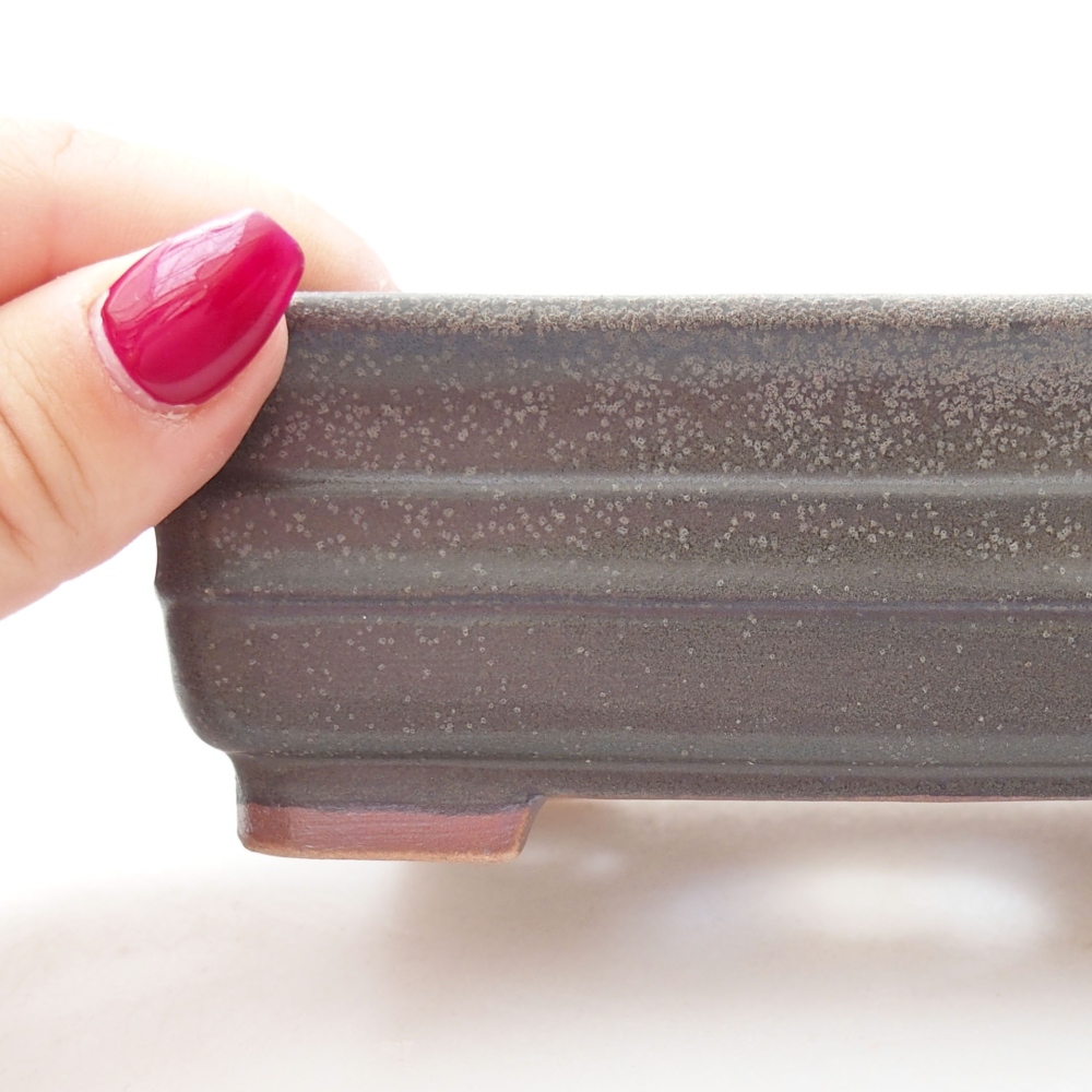 Bonsaischaal van keramiek 13,5 x 9,5 x 4,5 cm, grijs