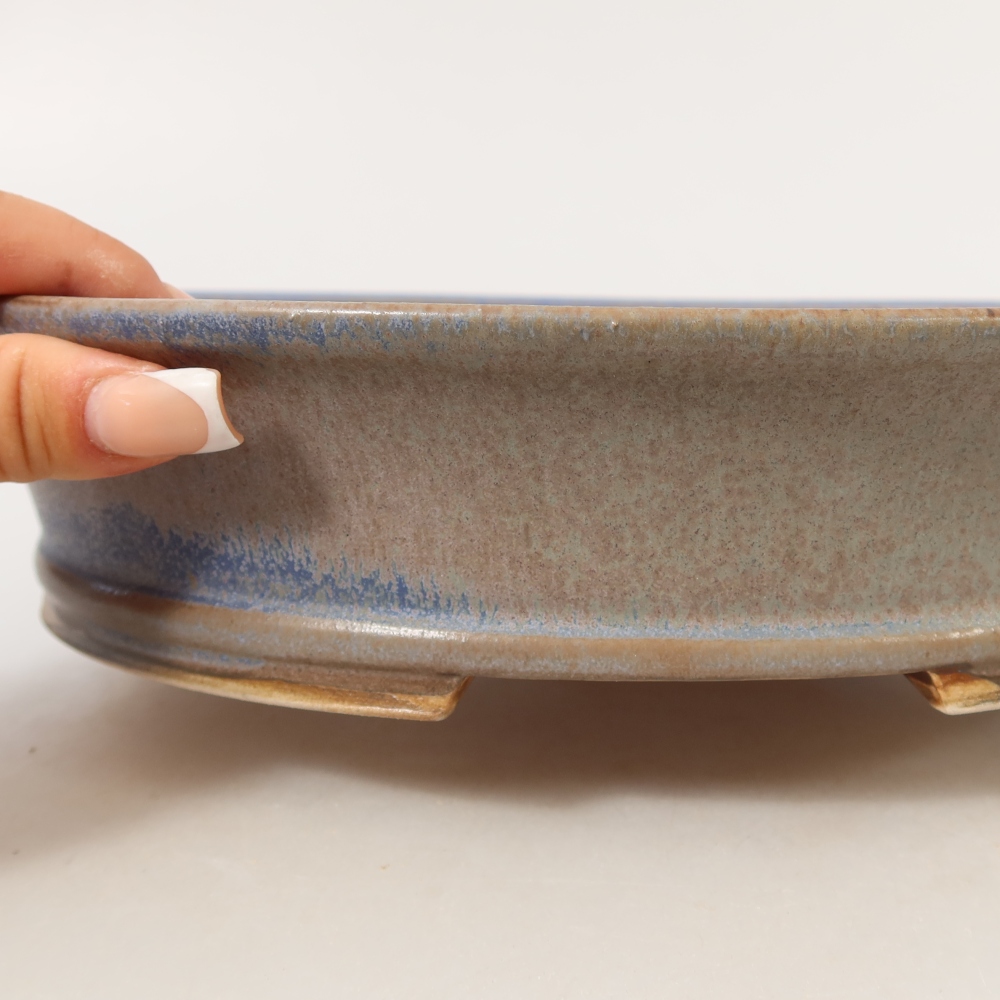Keramische bonsaipot 27 x 24,5 x 5,5 cm, kleur: blauw