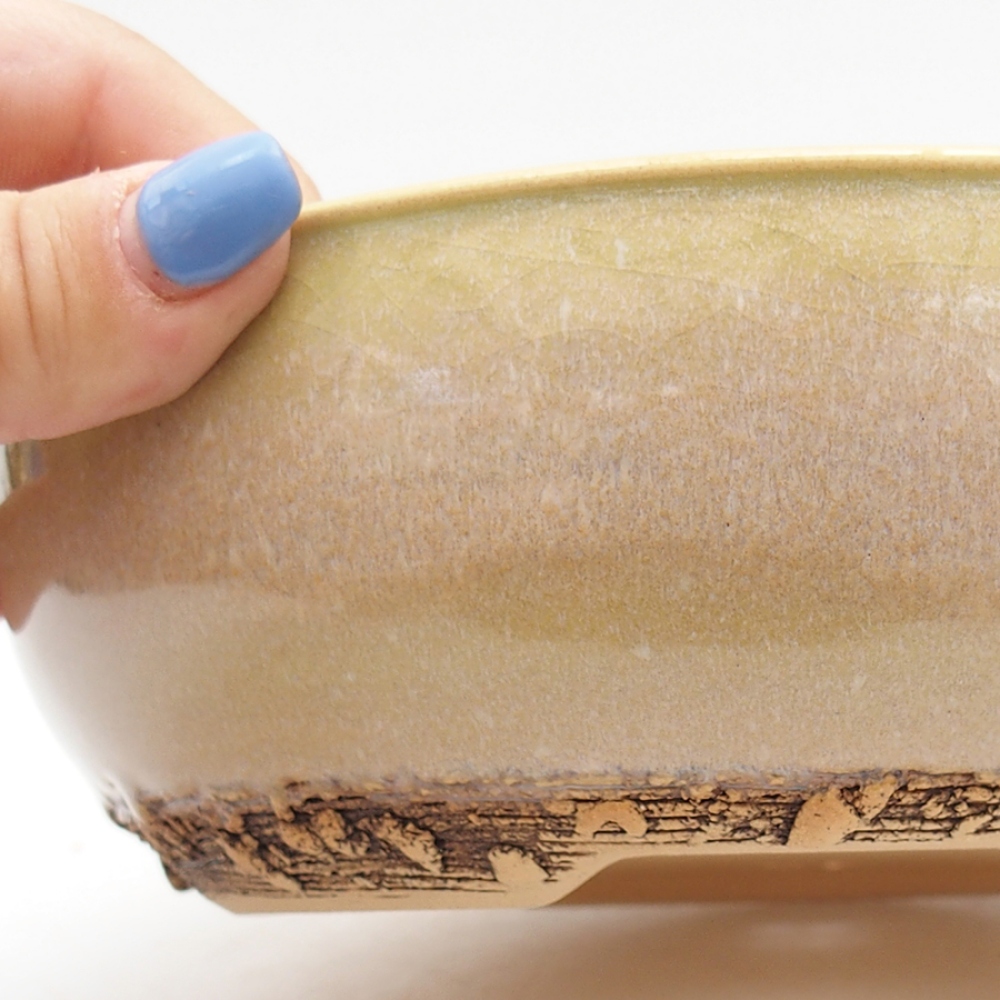 Bonsaischaal van keramiek 18 x 18 x 6 cm, groen