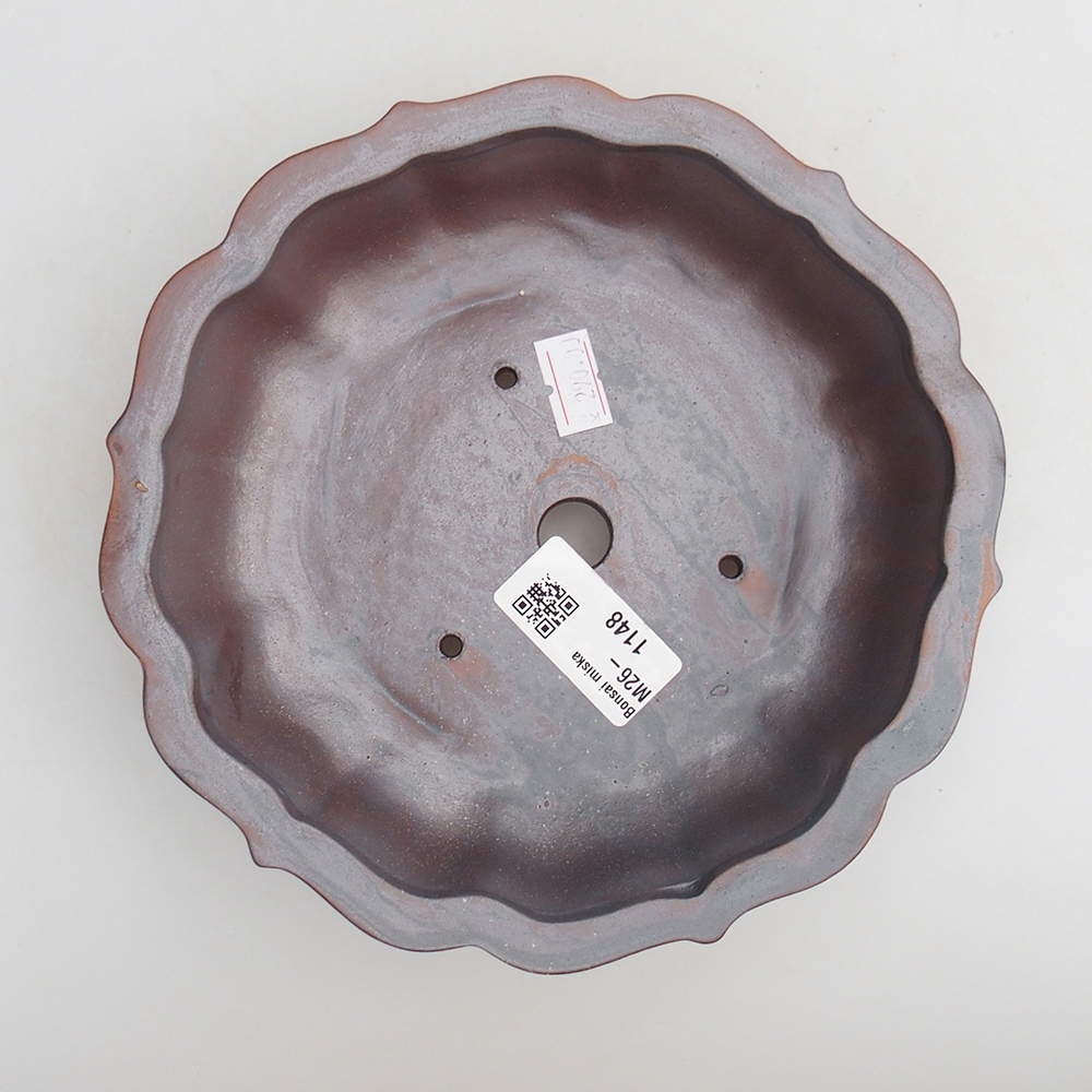 Bonsaischaal van keramiek 18 x 18 x 4,5 cm, metaalkleur