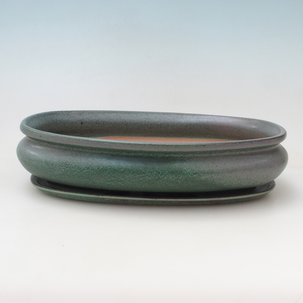 Bonsaischaal + schotel H15 - 25,5x17,5x6 cm - groen