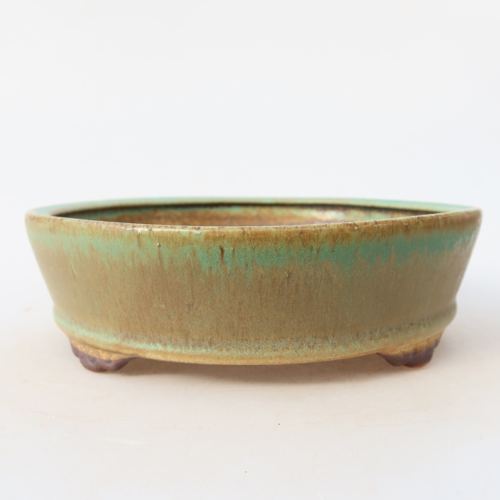 Bonsaischaal van keramiek 18 x 18 x 5 cm, groen