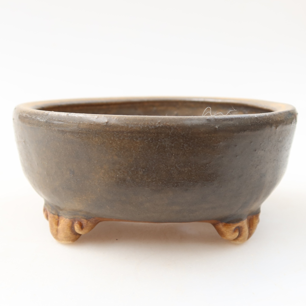 Bonsaischaal van keramiek 10,5 x 10,5 x 4 cm, bruin