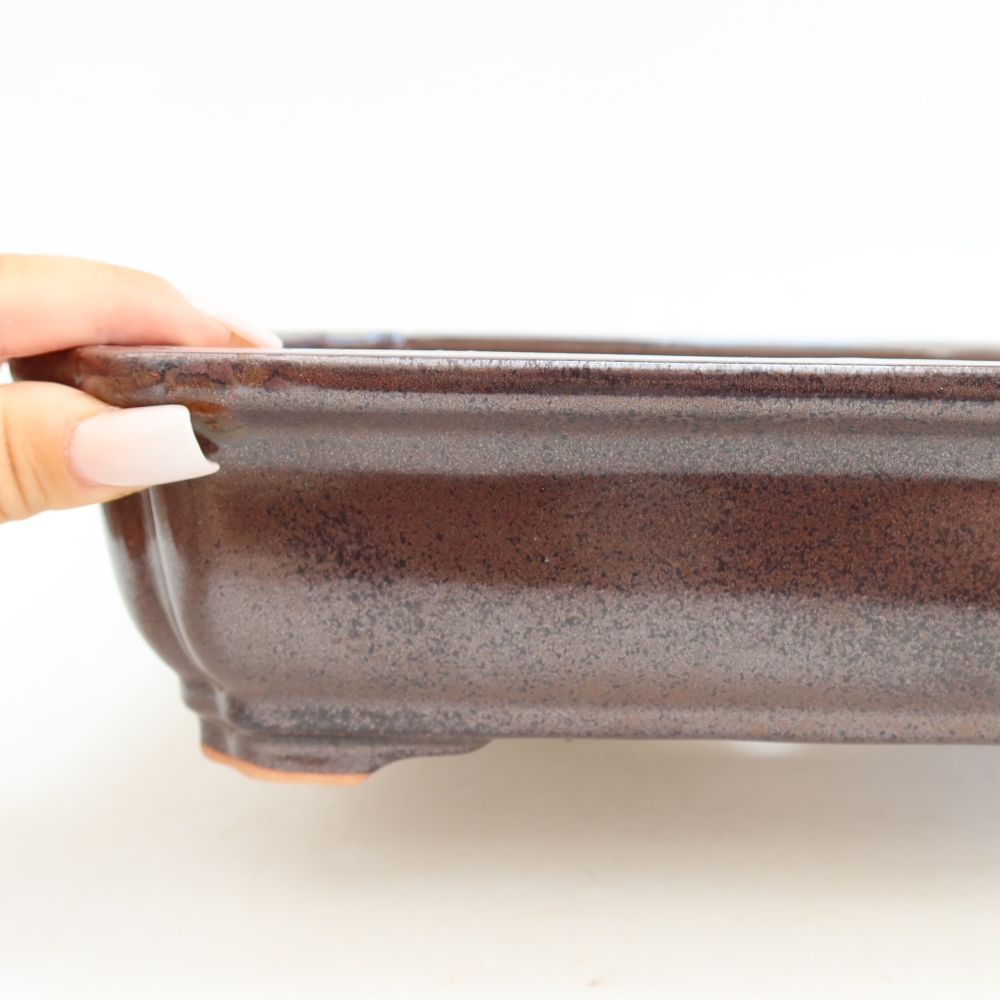 Keramische bonsaipot 27,5 x 21,5 x 7 cm, kleur bordeauxrood