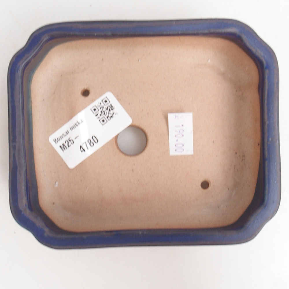 Bonsaischaal van keramiek 12 x 10 x 4 cm, kleur blauw