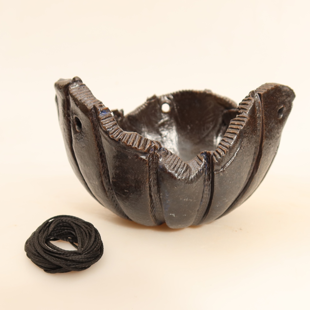 Keramische schaal voor Kokedama, 13,5 x 12 x 8 cm, kleur: blauw