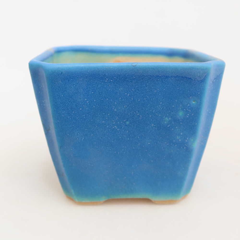 Keramische bonsaischaal 7 x 7 x 5,5 cm, kleur: blauw