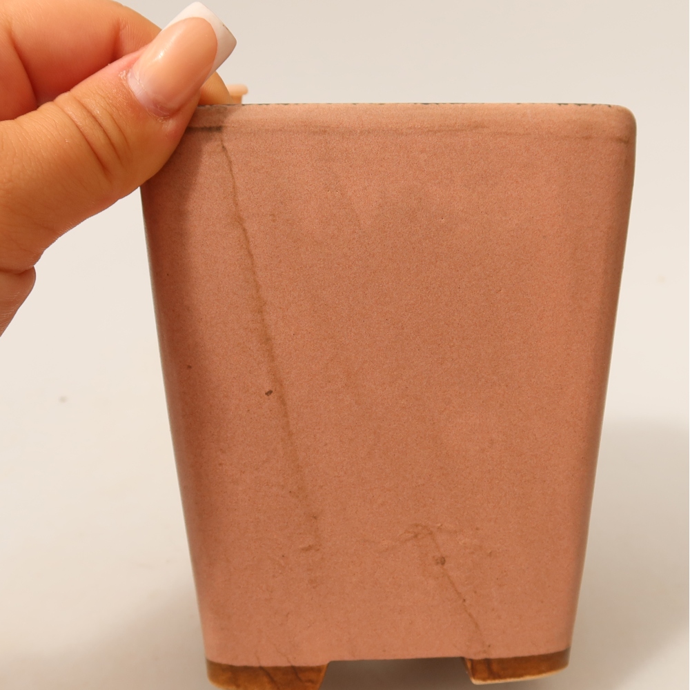 Keramische bonsaipot 10,5 x 10,5 x 12 cm, kleur roze