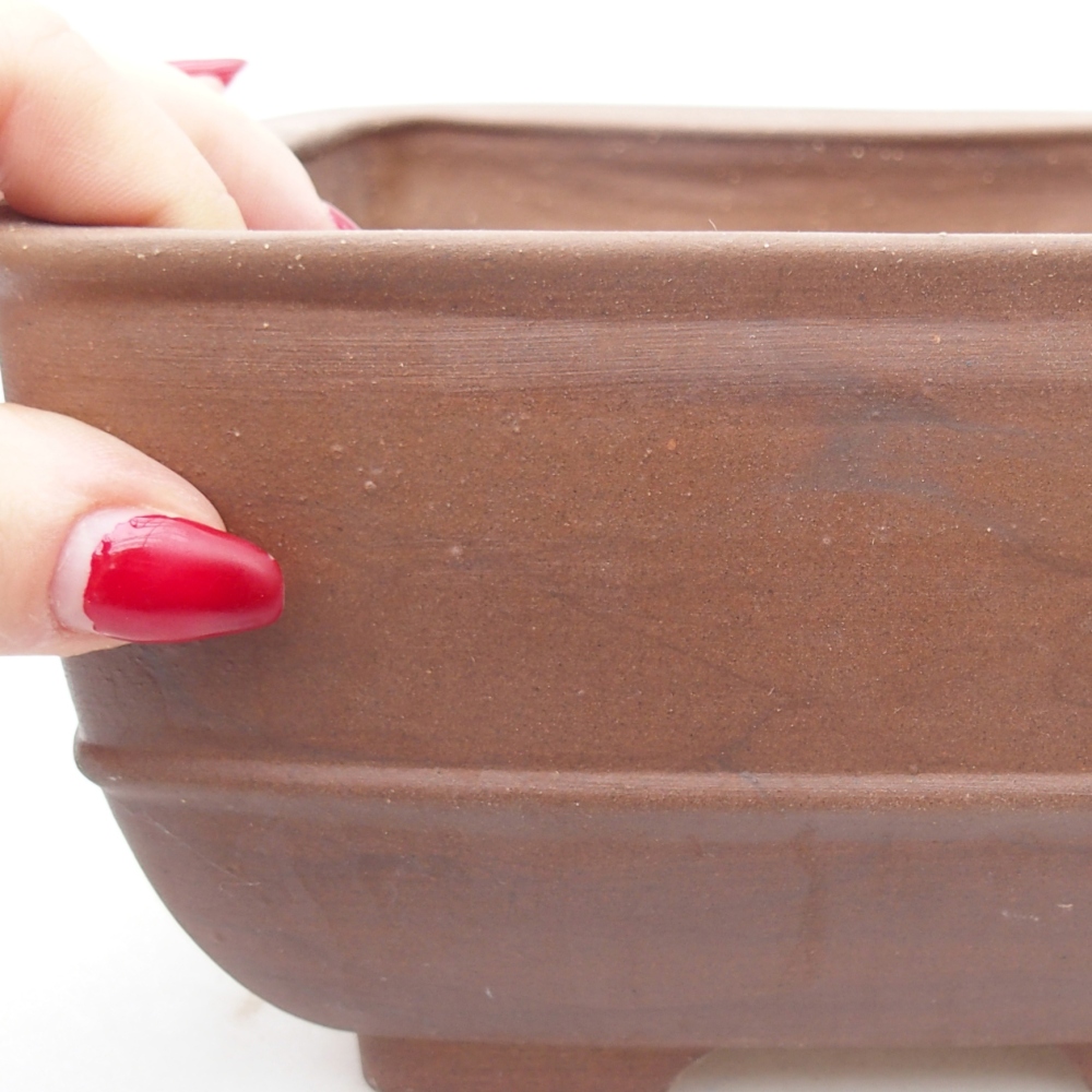 Bonsaischaal van keramiek 16 x 16 x 9,5 cm, bruin