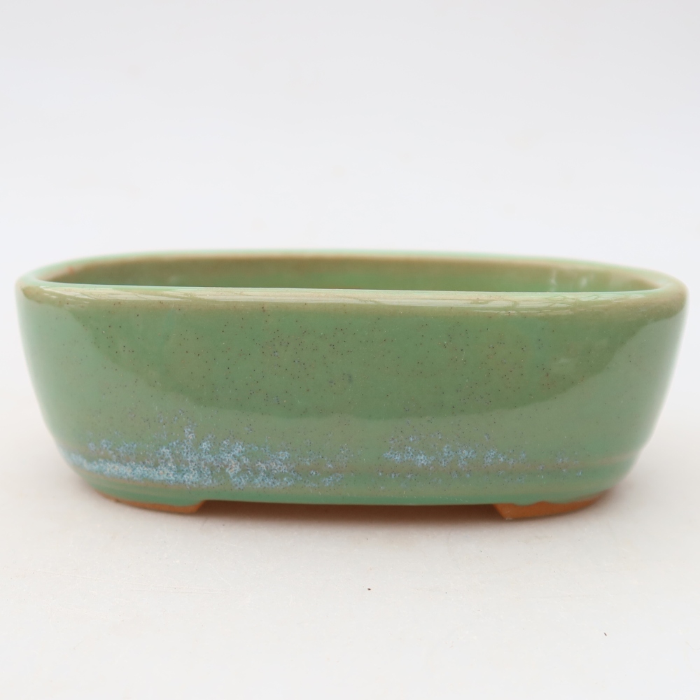 Keramische bonsai-schaal 13 x 8,5 x 4 cm, kleur groen