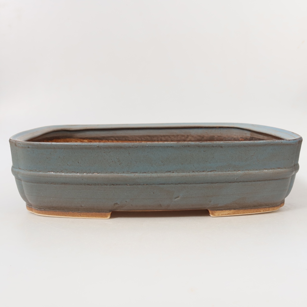 Bonsaischaal van keramiek 29,5 x 25 x 7 cm, kleur blauw