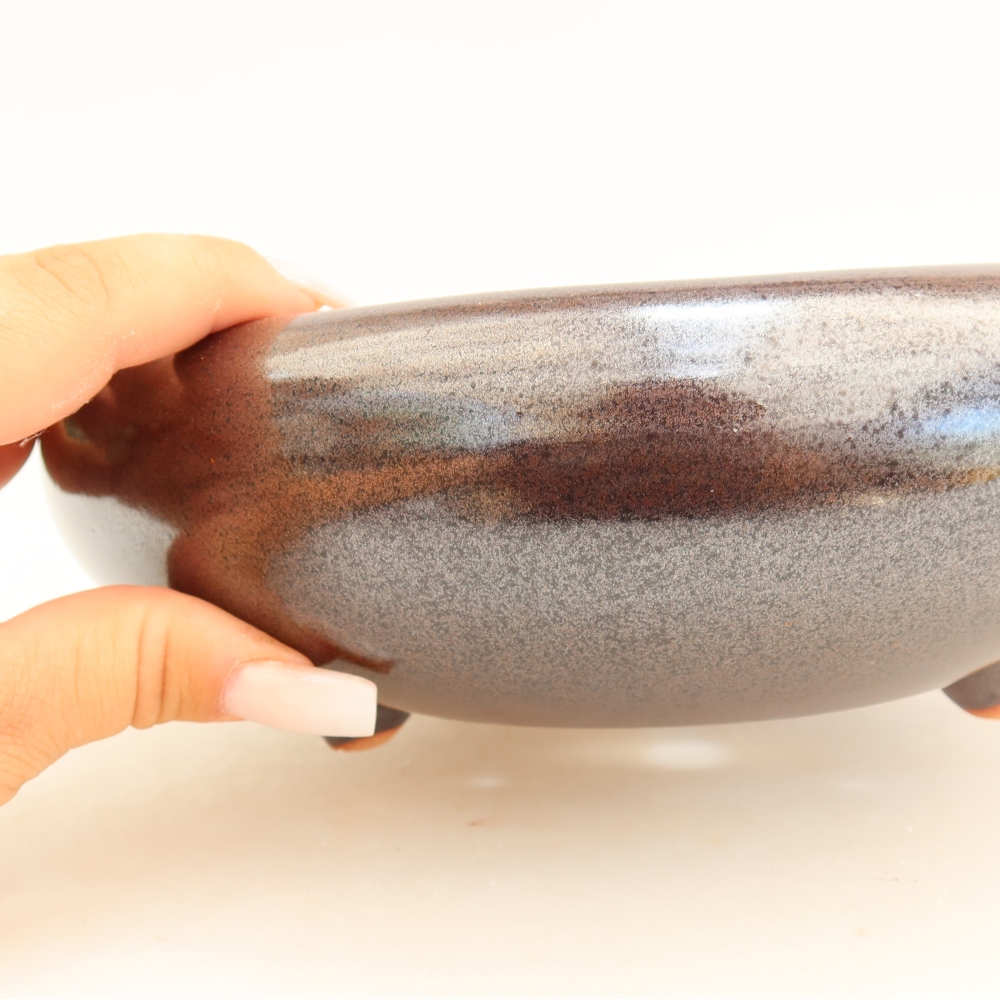 Keramische bonsaipot 20,5 x 20,5 x 7 cm, kleur bruin