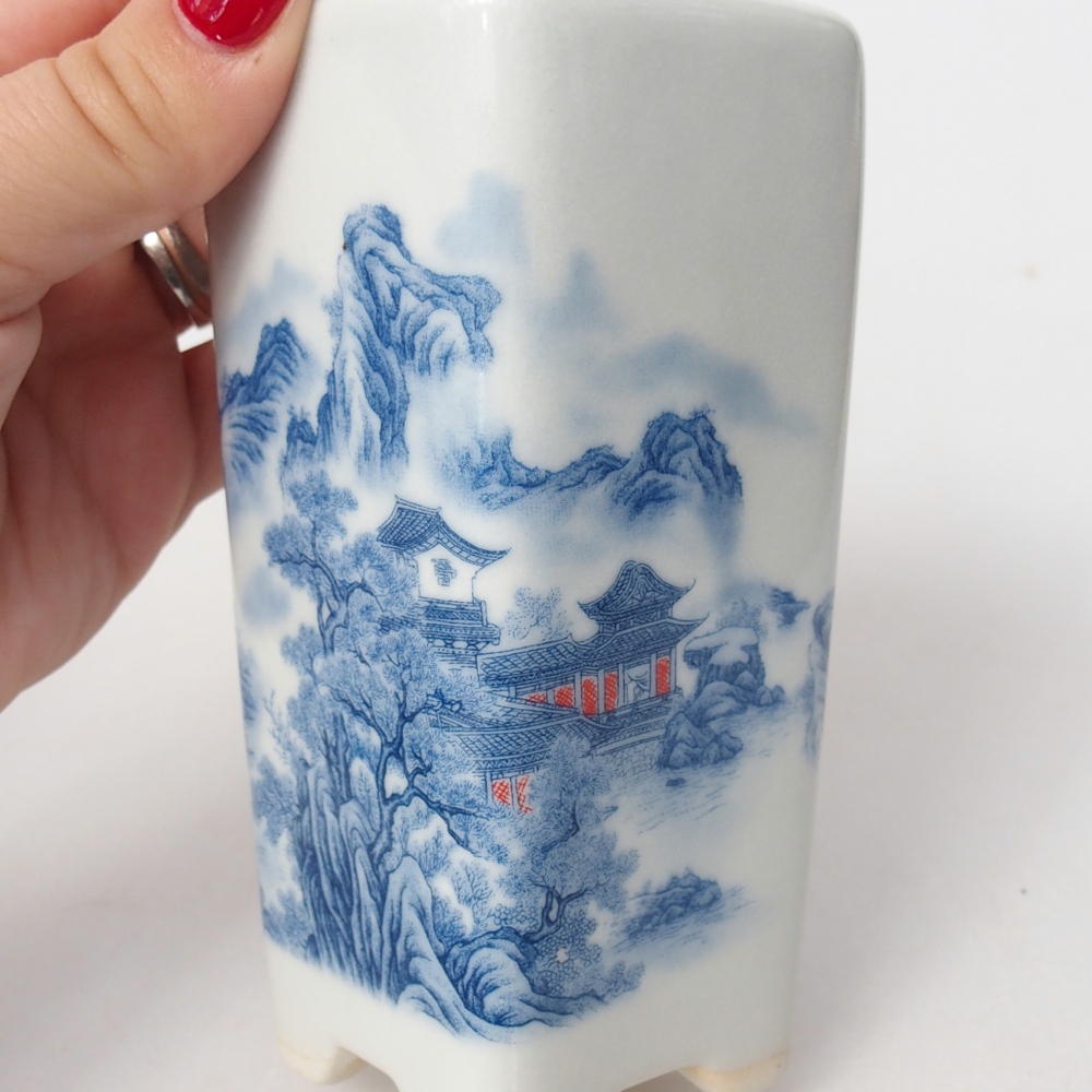 Bonsaischaal van keramiek 5,5 x 5,5 x 12 cm, kleur wit