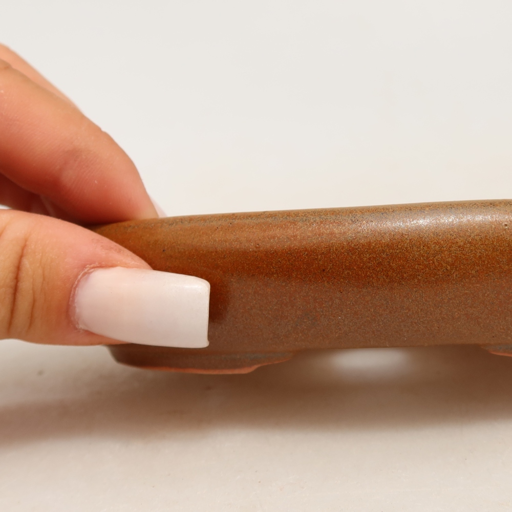 Keramische bonsaischaal 13 x 9,5 x 2,5 cm, kleur bruin
