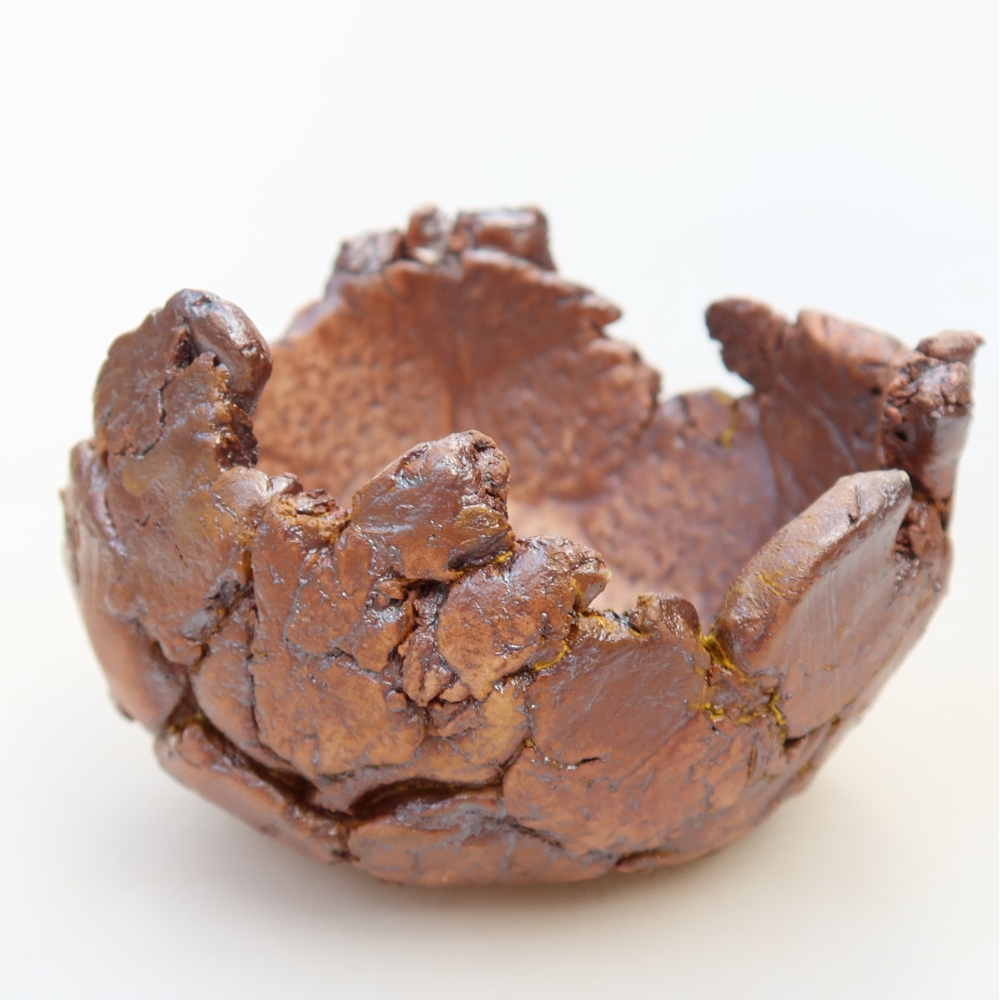 Keramische schelp 9 x 8 x 6 cm , geel