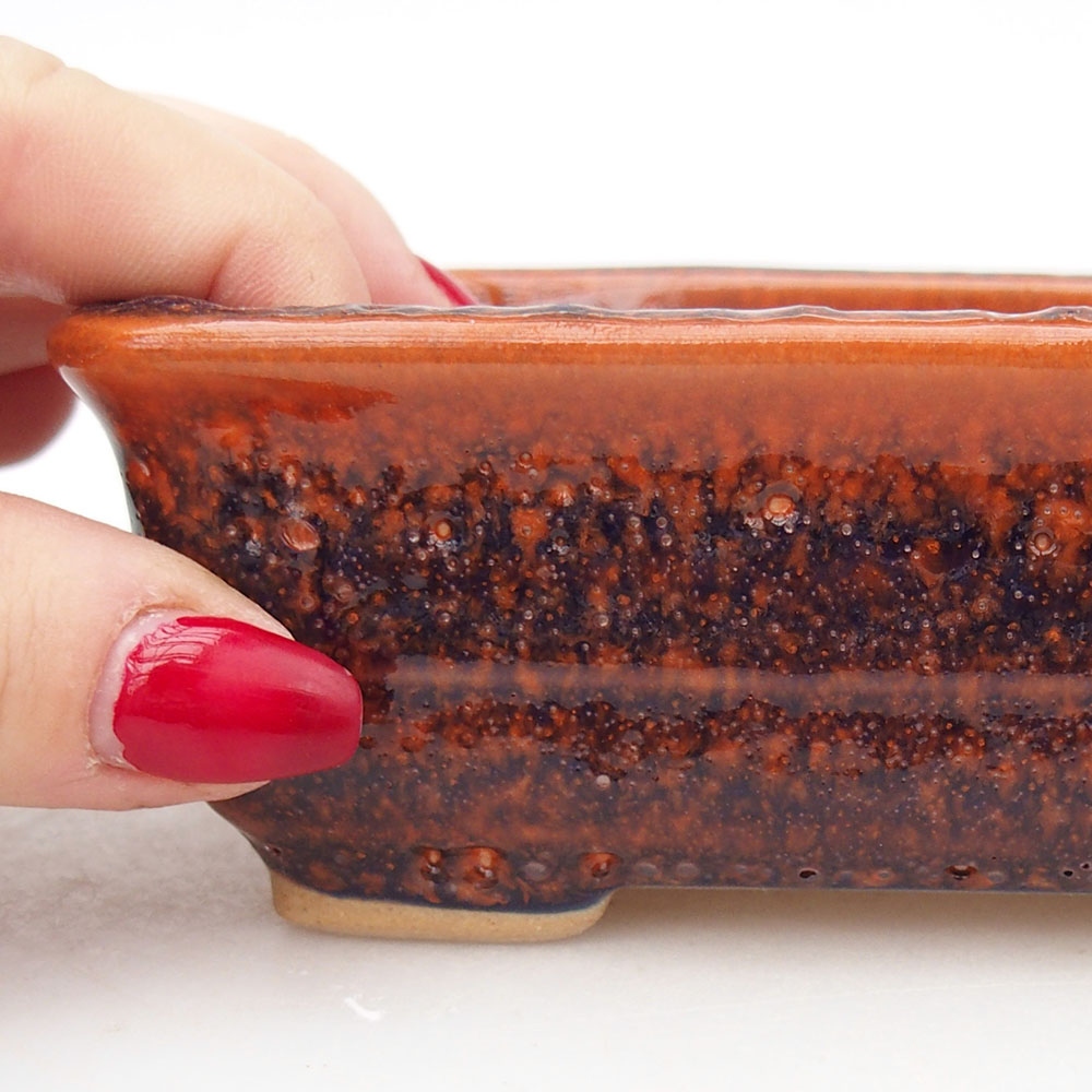 Bonsaischaal van keramiek 13,5 x 10 x 4,5 cm, oranje