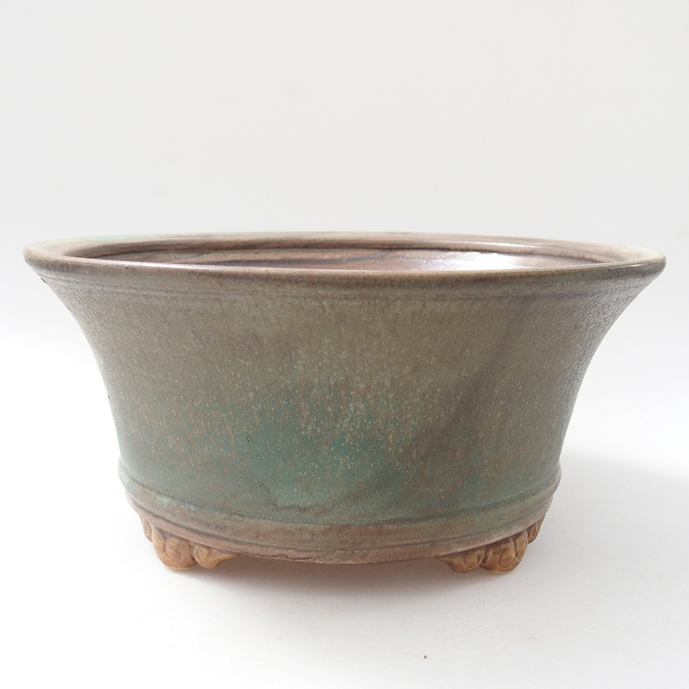 Bonsaischaal van keramiek 24 x 24 x 11,5 cm, groen