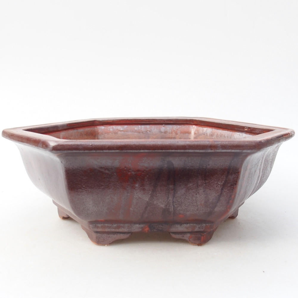 Bonsaischaal van keramiek 24 x 21 x 7,5 cm, kleur rood