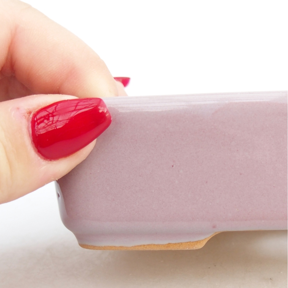 Bonsaischaal van keramiek 26 x 26 x 8 cm, kleur rood