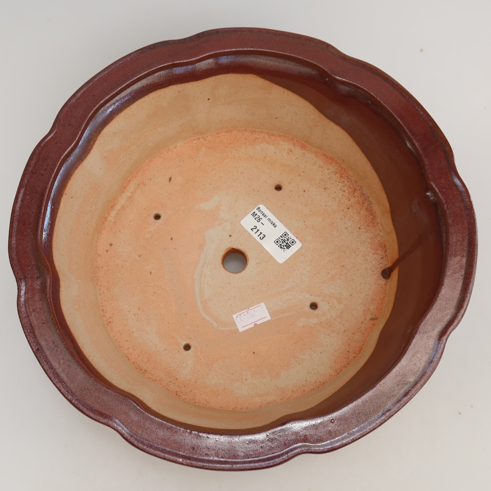 Bonsaischaal van keramiek 26 x 26 x 8 cm, bordeauxrood