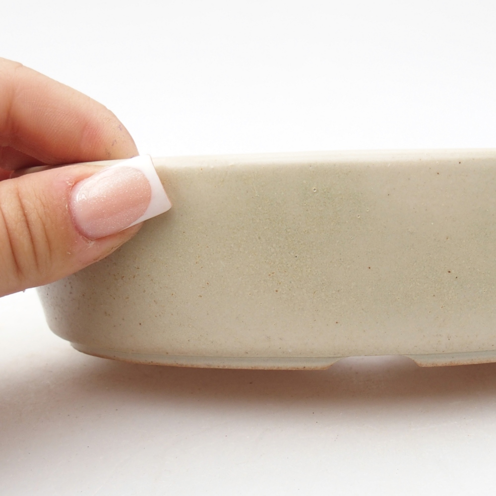 Bonsaischaal van keramiek 16,5 x 11,5 x 4,5 cm, kleur beige