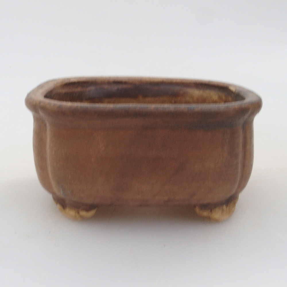 Bonsaischaal van keramiek 10 x 8,5 x 4 cm, bruin