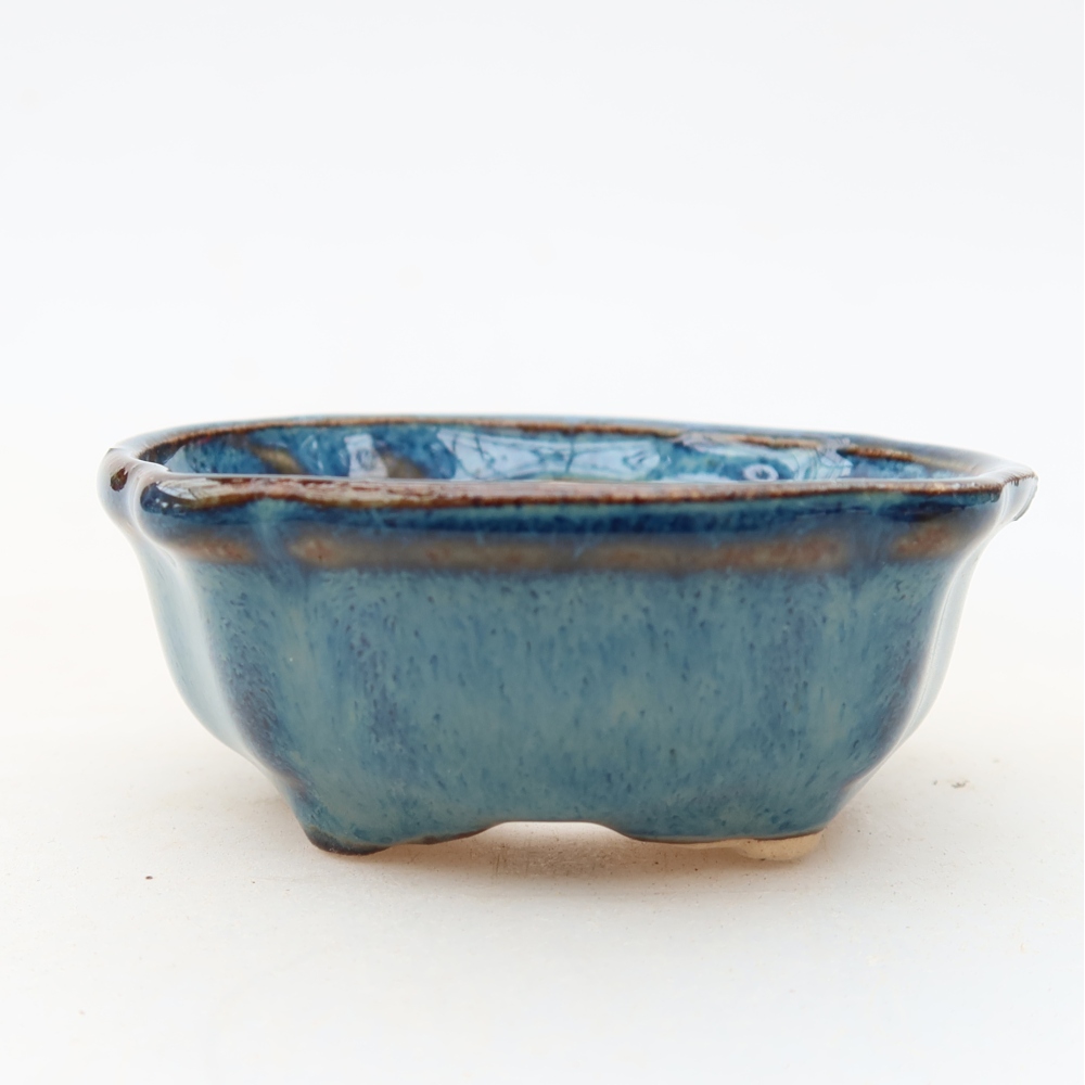 Keramische bonsaischaal 6,5 x 6,5 x 2,5 cm, kleur: blauw