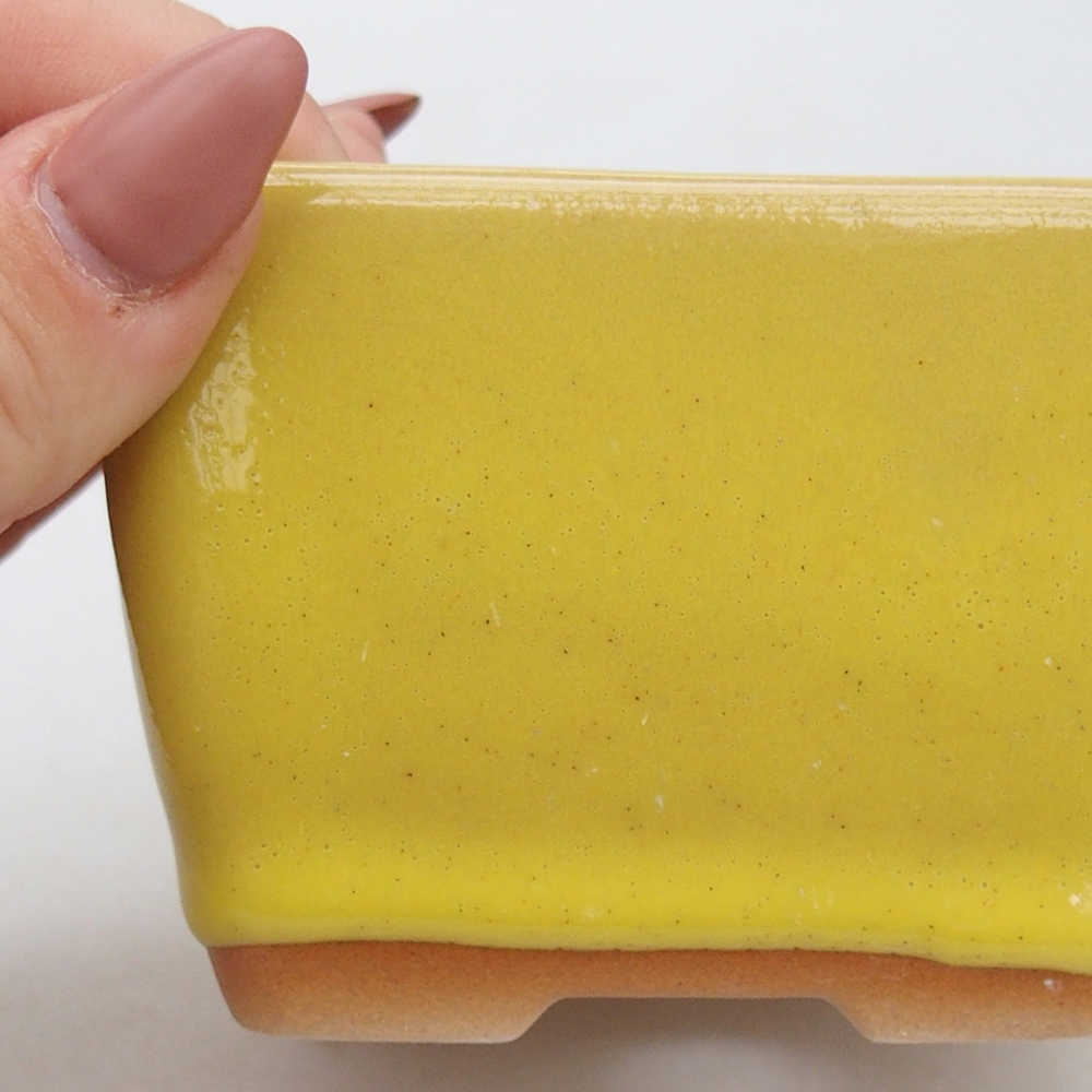 Bonsaischaal van keramiek 8,5 x 8,5 x 6 cm, geel