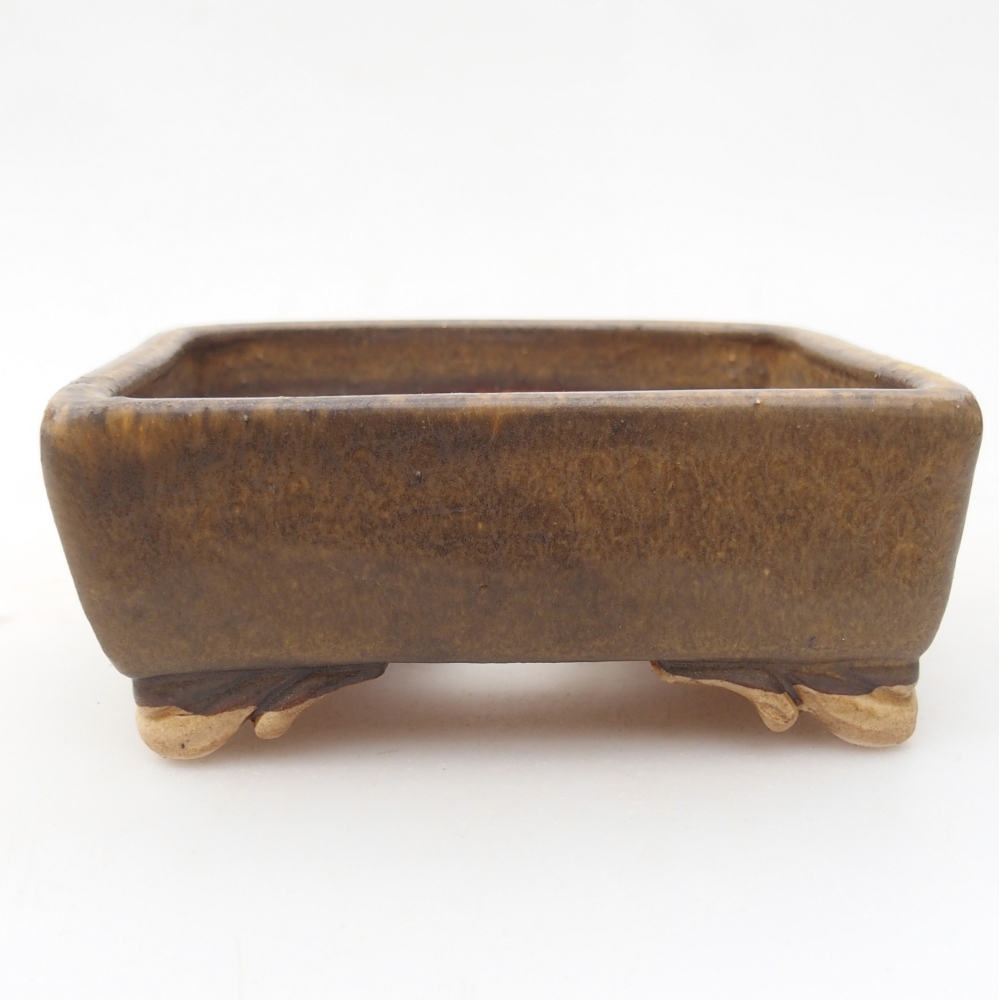 Bonsaischaal van keramiek 10 x 8 x 4 cm, bruin