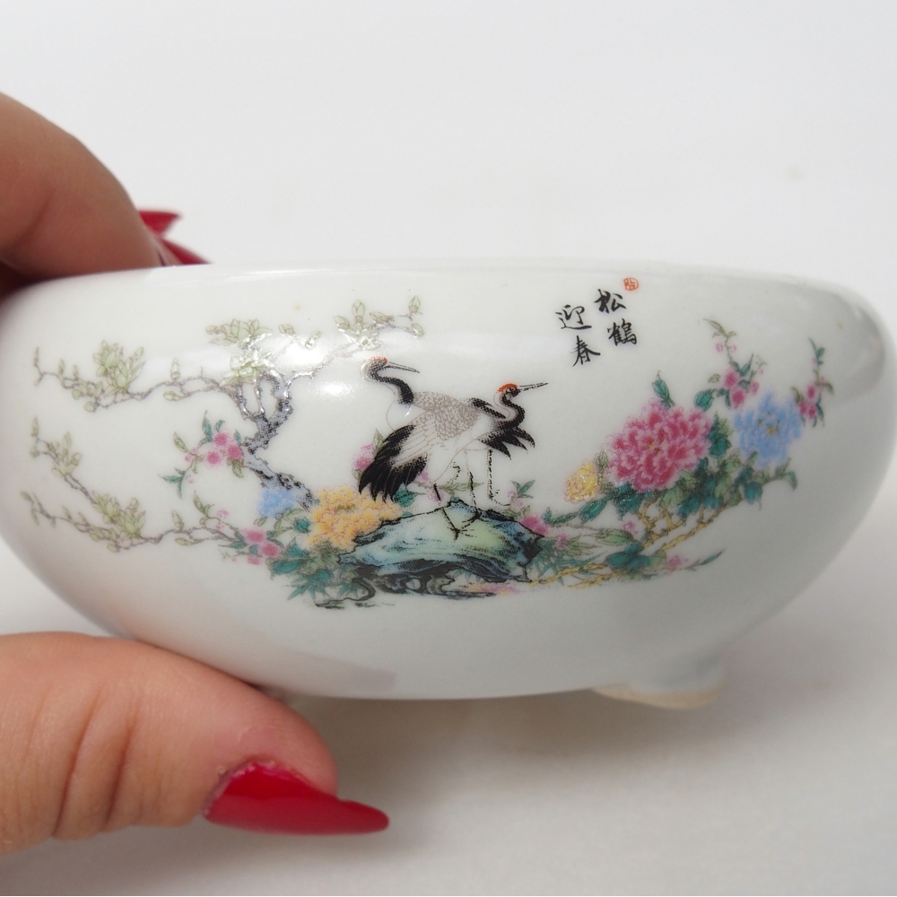 Bonsaischaal van keramiek 10 x 10 x 5 cm, kleur wit