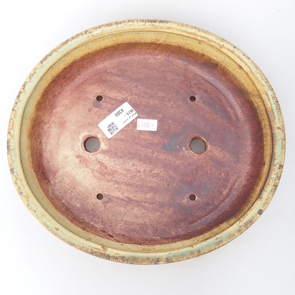 Bonsaischaal van keramiek 26,5 x 24 x 5,5 cm, groen