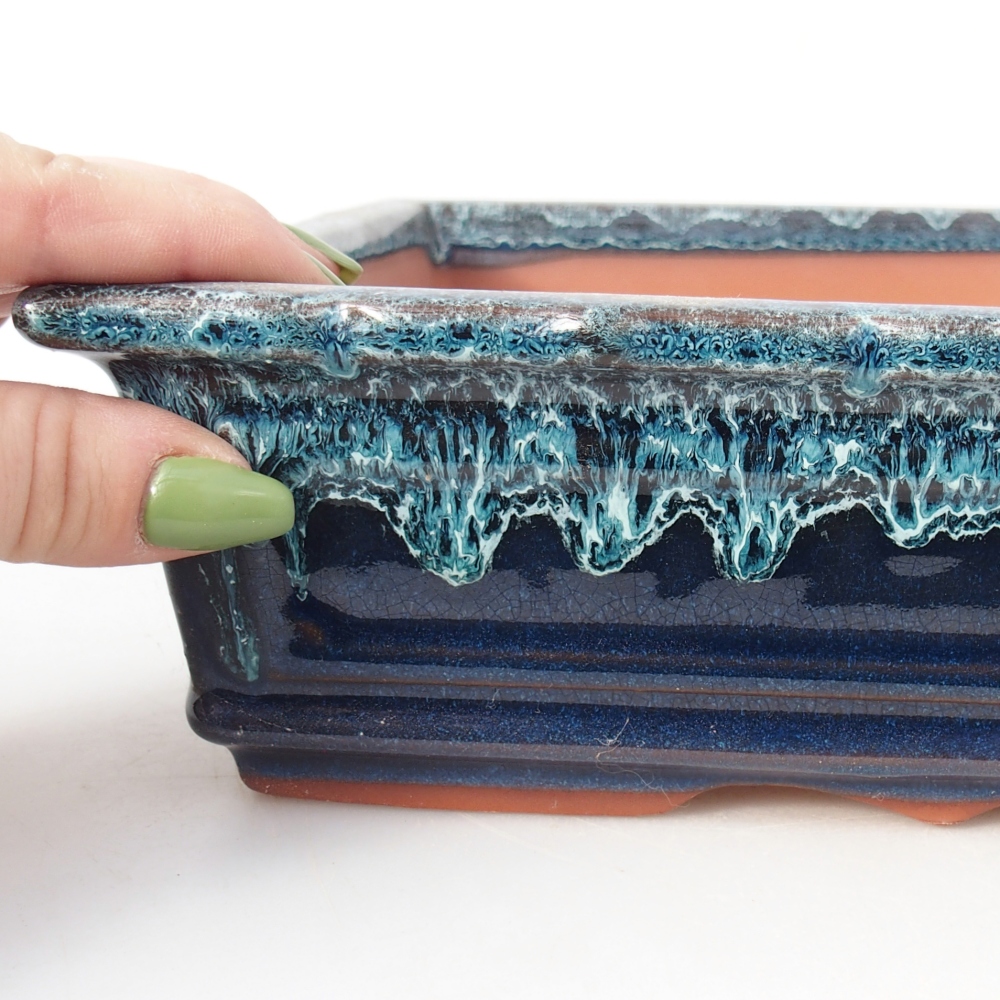 Kom 32 x 22,5 x7 cm blauw en wit