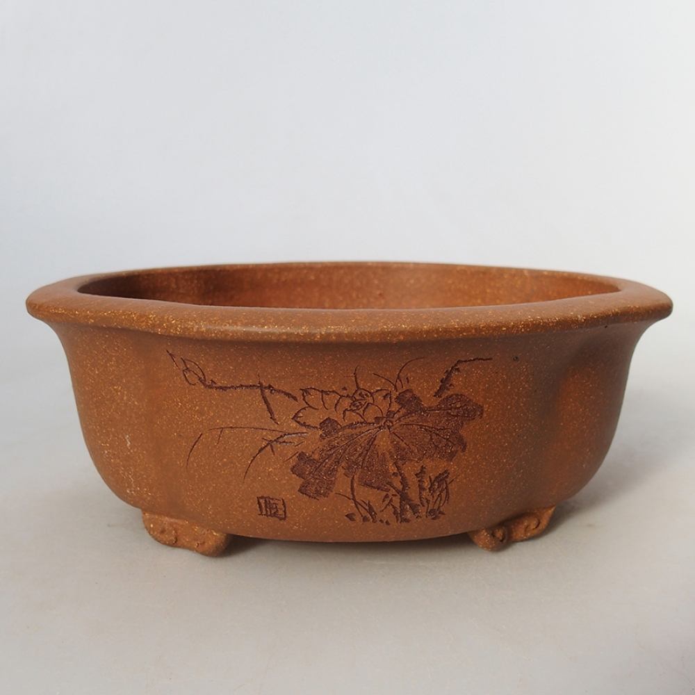 Bonsaischaal van keramiek 15,5 x 13 x 6 cm, bruin