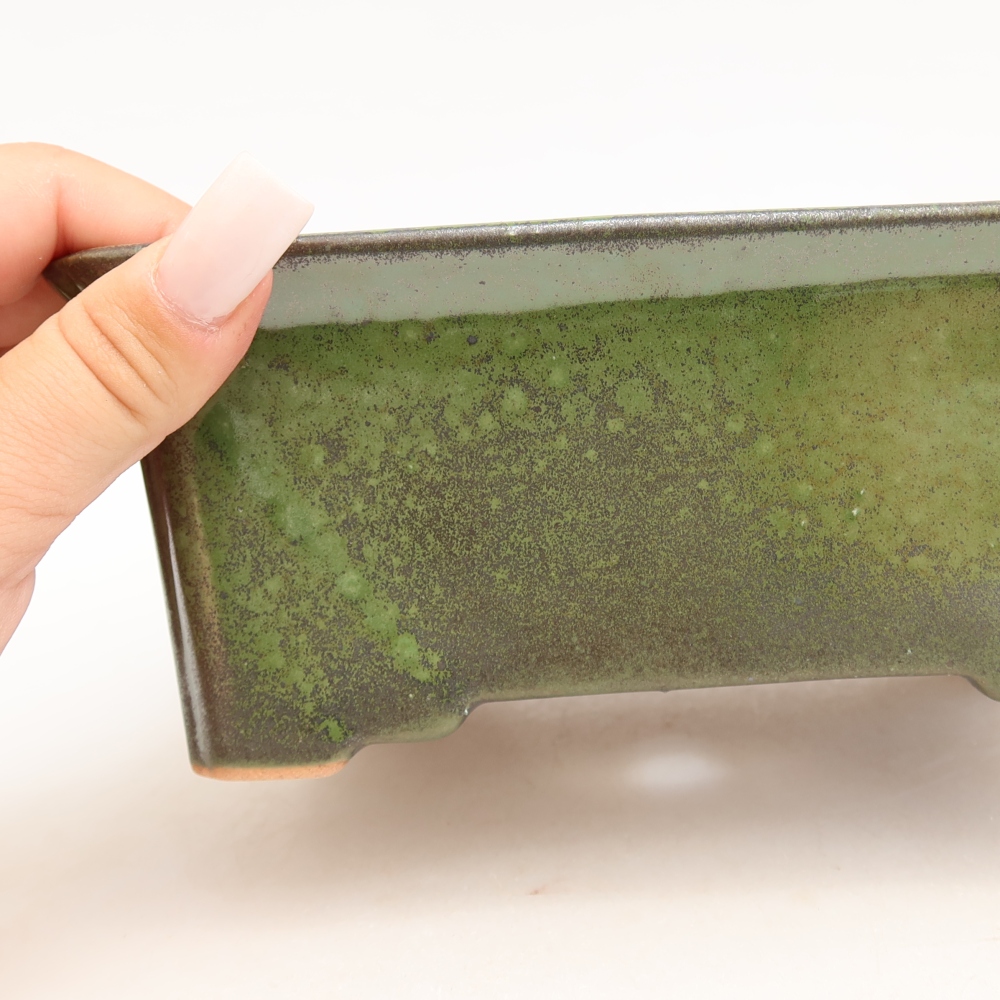 Keramische bonsaipot 18 x 14 x 7 cm, kleur groen